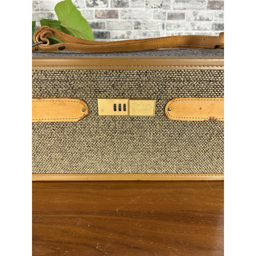 Hartmann Vintage Tweed Leather Train Case⭐️Makeup Toile Interior⭐️15" Travel Bag - Picture 14 of 14
